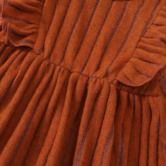 Luxurious Toddler Girl Sweater Dress with Ruffles, Perfect for Winter Occasions - Picture 8 of 8